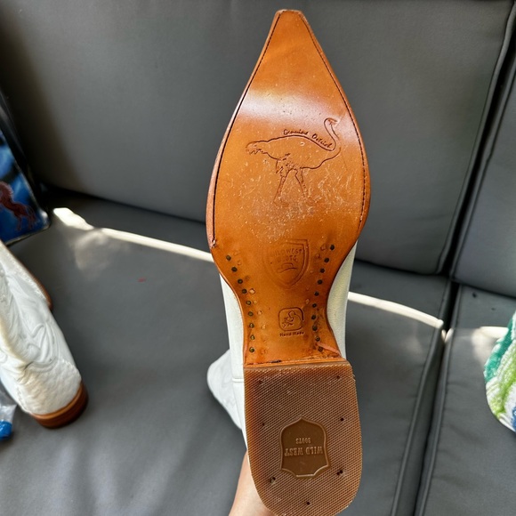 wild west boots leather 10 1/2 genuine ostrich new white cowboy - Picture 9 of 14